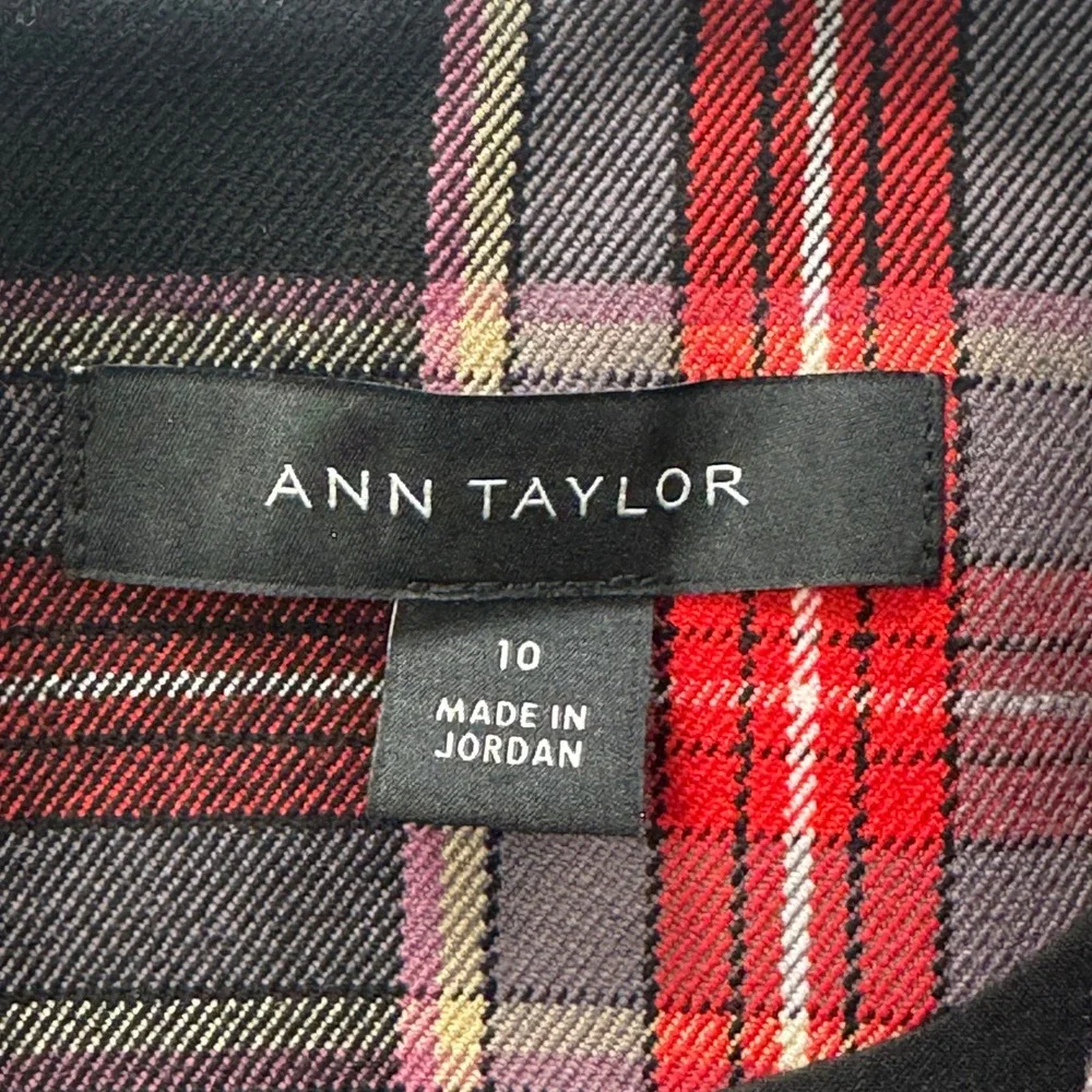 Ann Taylor Womens Red Black Plaid Sleeveless Shift Dress Career Size 10